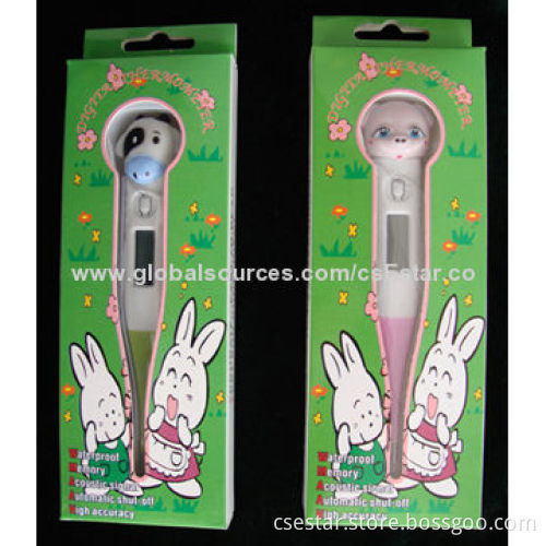 Cute Cartoon Digital Thermometers with Flexible Probe, Waterproof, 12-year Quality Trust